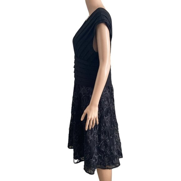 Adriana Papell Cocktail Dress Womens Size 16 Plus Size Black Lace - Picture 9 of 13
